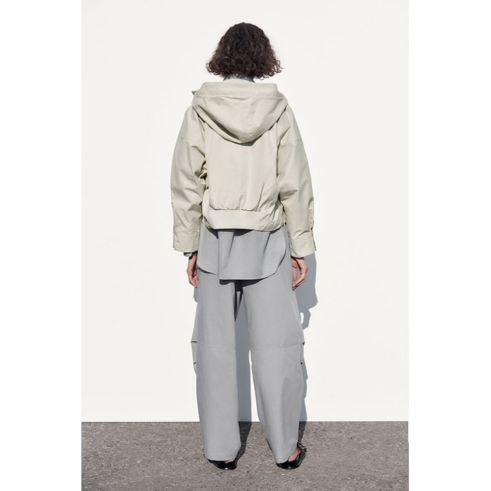 Women’s Cream Hooded Zip Front Jacket - Picture 3 of 13
